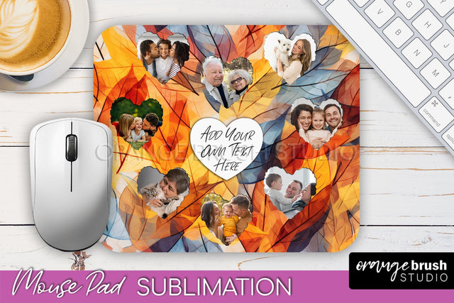 Autumn Photo Frame Mouse Pad Sublimation, Add Your Picture Sublimation OrangeBrushStudio 