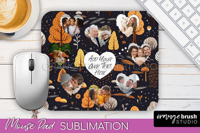 Autumn Photo Frame Mouse Pad Sublimation, Add Your Picture Sublimation OrangeBrushStudio 