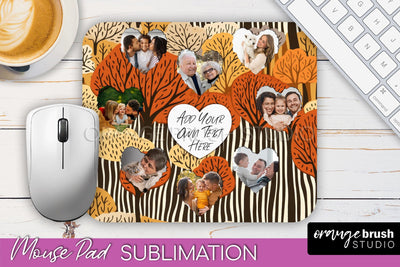 Autumn Photo Frame Mouse Pad Sublimation, Add Your Picture Sublimation OrangeBrushStudio 