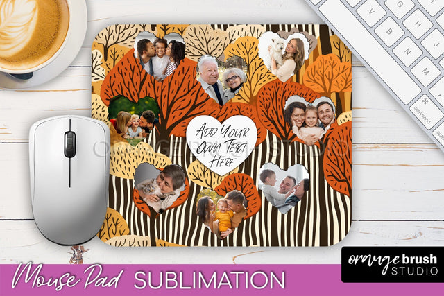 Autumn Photo Frame Mouse Pad Sublimation, Add Your Picture Sublimation OrangeBrushStudio 