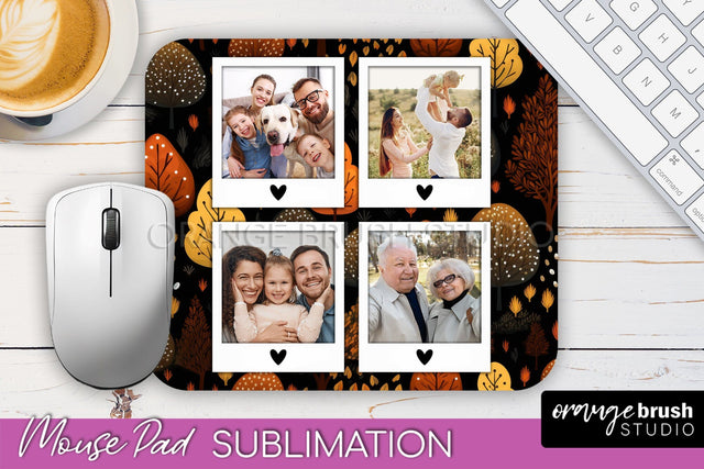 Autumn Photo Frame Mouse Pad Sublimation, Add Your Picture Sublimation OrangeBrushStudio 