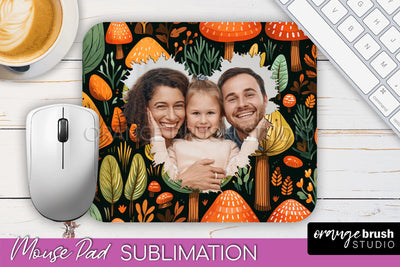 Autumn Photo Frame Mouse Pad Sublimation, Add Your Picture Sublimation OrangeBrushStudio 