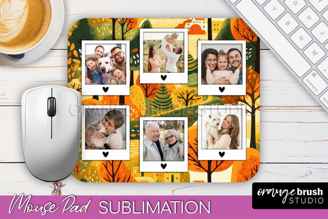 Autumn Photo Frame Mouse Pad Sublimation, Add Your Picture Sublimation OrangeBrushStudio 