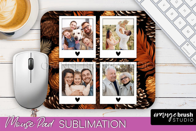 Autumn Photo Frame Mouse Pad Sublimation, Add Your Picture Sublimation OrangeBrushStudio 