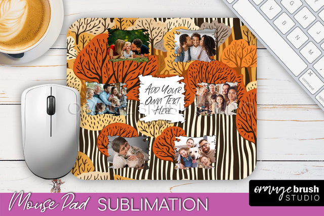 Autumn Photo Frame Mouse Pad Sublimation, Add Your Picture Sublimation OrangeBrushStudio 
