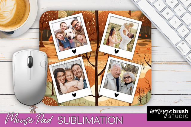 Autumn Photo Frame Mouse Pad Sublimation, Add Your Picture Sublimation OrangeBrushStudio 