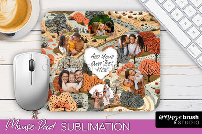 Autumn Photo Frame Mouse Pad Sublimation, Add Your Picture Sublimation OrangeBrushStudio 