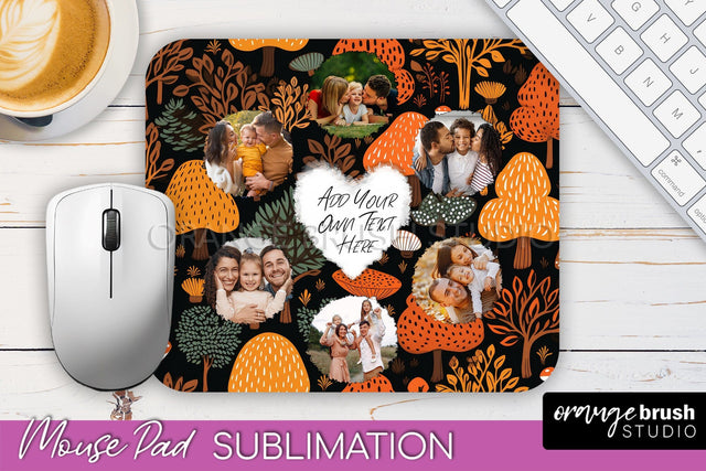 Autumn Photo Frame Mouse Pad Sublimation, Add Your Picture Sublimation OrangeBrushStudio 