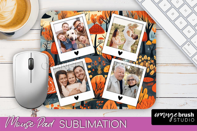 Autumn Photo Frame Mouse Pad Sublimation, Add Your Picture Sublimation OrangeBrushStudio 