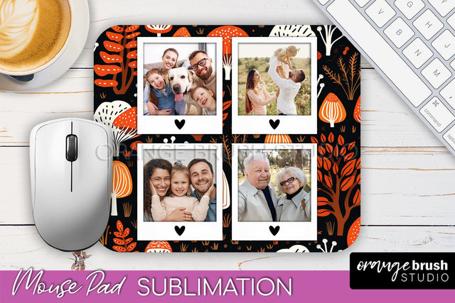 Autumn Photo Frame Mouse Pad Sublimation, Add Your Picture Sublimation OrangeBrushStudio 