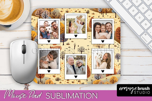 Autumn Photo Frame Mouse Pad Sublimation, Add Your Picture Sublimation OrangeBrushStudio 