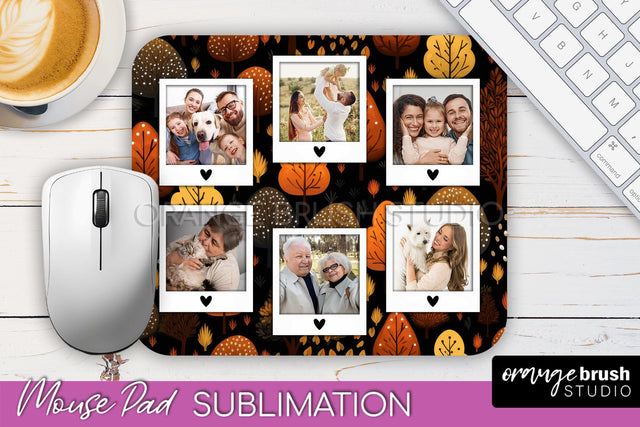 Autumn Photo Frame Mouse Pad Sublimation, Add Your Picture Sublimation OrangeBrushStudio 