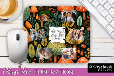 Autumn Photo Frame Mouse Pad Sublimation, Add Your Picture Sublimation OrangeBrushStudio 