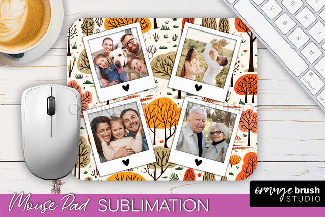 Autumn Photo Frame Mouse Pad Sublimation, Add Your Picture Sublimation OrangeBrushStudio 