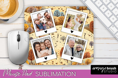Autumn Photo Frame Mouse Pad Sublimation, Add Your Picture Sublimation OrangeBrushStudio 