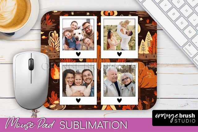 Autumn Photo Frame Mouse Pad Sublimation, Add Your Picture Sublimation OrangeBrushStudio 