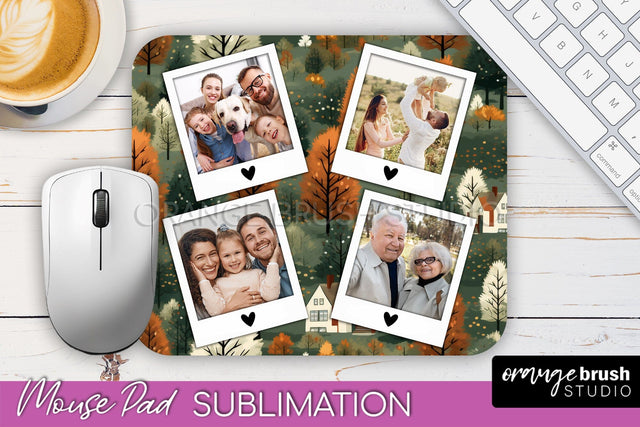 Autumn Photo Frame Mouse Pad Sublimation, Add Your Picture Sublimation OrangeBrushStudio 