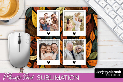Autumn Photo Frame Mouse Pad Sublimation, Add Your Picture Sublimation OrangeBrushStudio 