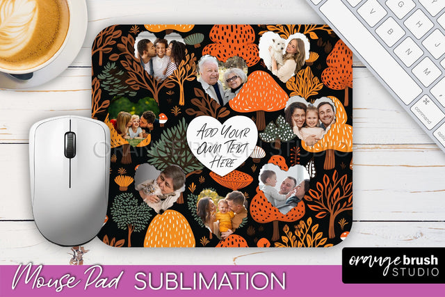 Autumn Photo Frame Mouse Pad Sublimation, Add Your Picture Sublimation OrangeBrushStudio 