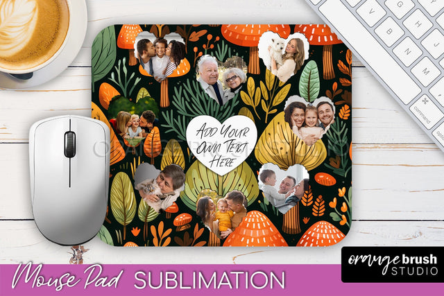 Autumn Photo Frame Mouse Pad Sublimation, Add Your Picture Sublimation OrangeBrushStudio 