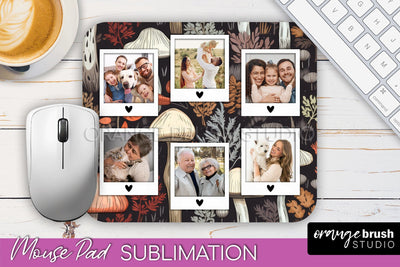 Autumn Photo Frame Mouse Pad Sublimation, Add Your Picture Sublimation OrangeBrushStudio 