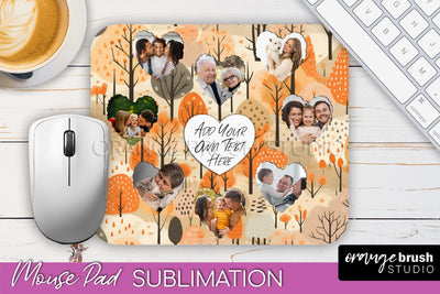 Autumn Photo Frame Mouse Pad Sublimation, Add Your Picture Sublimation OrangeBrushStudio 