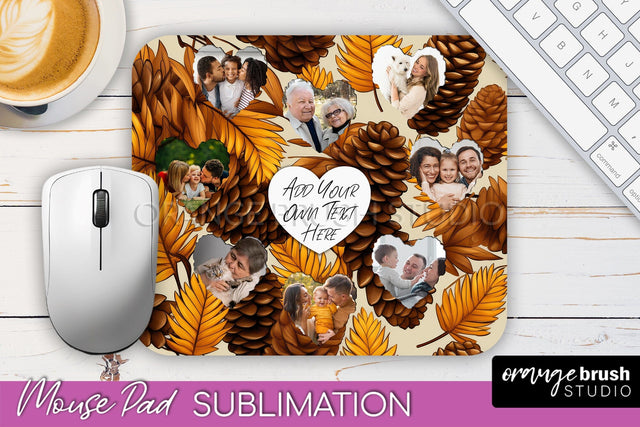Autumn Photo Frame Mouse Pad Sublimation, Add Your Picture Sublimation OrangeBrushStudio 
