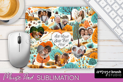 Autumn Photo Frame Mouse Pad Sublimation, Add Your Picture Sublimation OrangeBrushStudio 