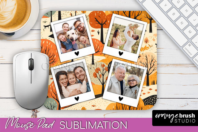 Autumn Photo Frame Mouse Pad Sublimation, Add Your Picture Sublimation OrangeBrushStudio 