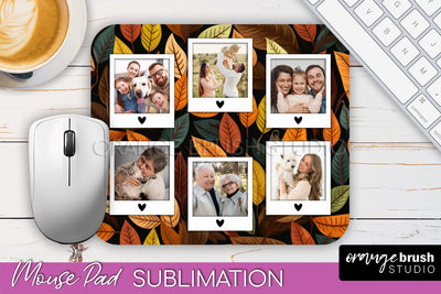 Autumn Photo Frame Mouse Pad Sublimation, Add Your Picture Sublimation OrangeBrushStudio 