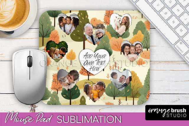 Autumn Photo Frame Mouse Pad Sublimation, Add Your Picture Sublimation OrangeBrushStudio 