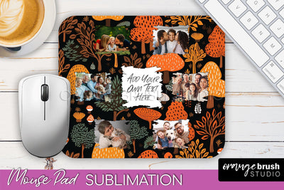 Autumn Photo Frame Mouse Pad Sublimation, Add Your Picture Sublimation OrangeBrushStudio 