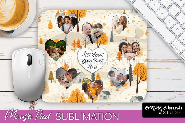 Autumn Photo Frame Mouse Pad Sublimation, Add Your Picture Sublimation OrangeBrushStudio 