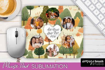 Autumn Photo Frame Mouse Pad Sublimation, Add Your Picture Sublimation OrangeBrushStudio 