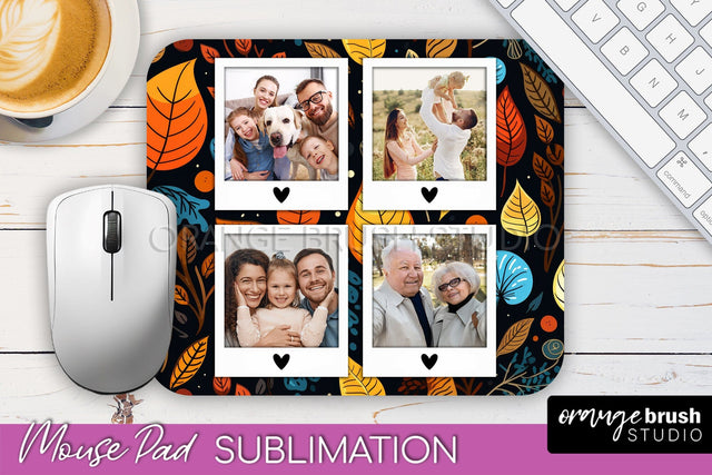 Autumn Photo Frame Mouse Pad Sublimation, Add Your Picture Sublimation OrangeBrushStudio 