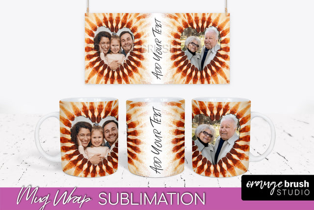 Autumn Photo Frame Mug Wrap - Tie Dye Background Sublimation OrangeBrushStudio 