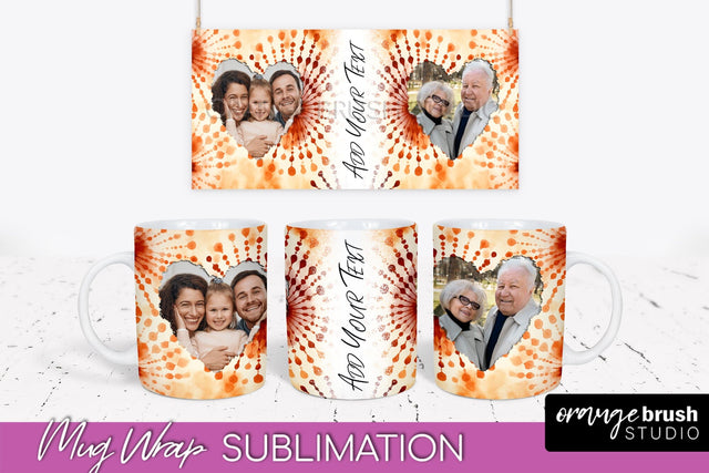 Autumn Photo Frame Mug Wrap - Tie Dye Background Sublimation OrangeBrushStudio 