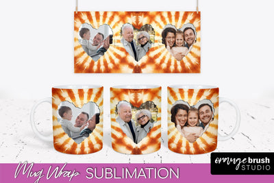 Autumn Photo Frame Mug Wrap - Tie Dye Background Sublimation OrangeBrushStudio 