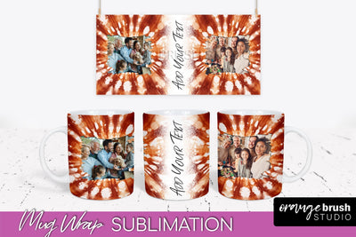 Autumn Photo Frame Mug Wrap - Tie Dye Background Sublimation OrangeBrushStudio 