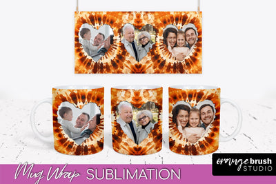 Autumn Photo Frame Mug Wrap - Tie Dye Background Sublimation OrangeBrushStudio 