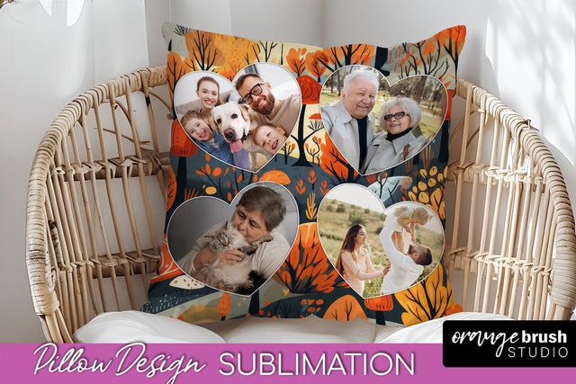 Autumn Photo Frame Pillow Sublimation - Add Your Picture Sublimation OrangeBrushStudio 