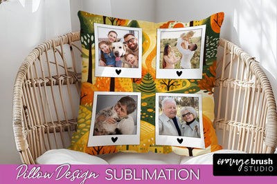 Autumn Photo Frame Pillow Sublimation - Add Your Picture Sublimation OrangeBrushStudio 