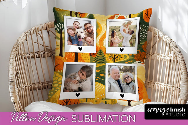 Autumn Photo Frame Pillow Sublimation - Add Your Picture Sublimation OrangeBrushStudio 