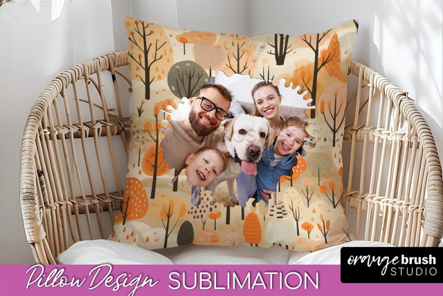 Autumn Photo Frame Pillow Sublimation - Add Your Picture Sublimation OrangeBrushStudio 