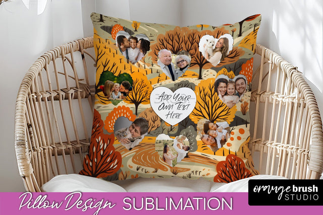 Autumn Photo Frame Pillow Sublimation - Add Your Picture Sublimation OrangeBrushStudio 