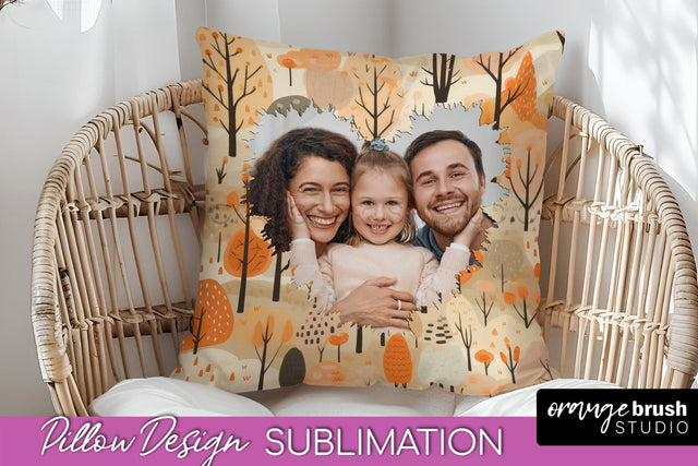 Autumn Photo Frame Pillow Sublimation - Add Your Picture Sublimation OrangeBrushStudio 
