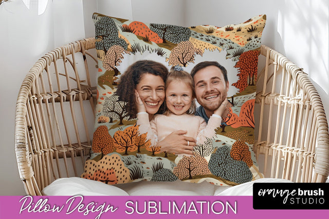 Autumn Photo Frame Pillow Sublimation - Add Your Picture Sublimation OrangeBrushStudio 