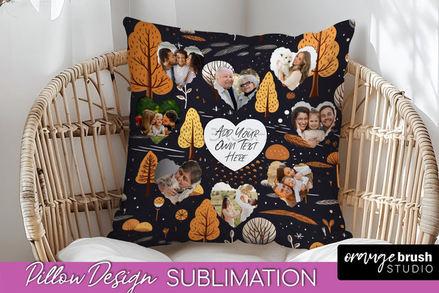Autumn Photo Frame Pillow Sublimation - Add Your Picture Sublimation OrangeBrushStudio 