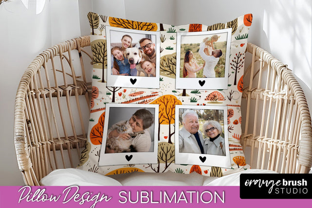 Autumn Photo Frame Pillow Sublimation - Add Your Picture Sublimation OrangeBrushStudio 