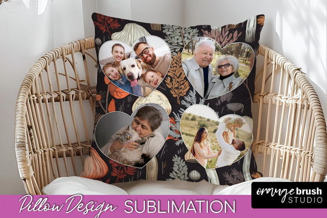 Autumn Photo Frame Pillow Sublimation - Add Your Picture Sublimation OrangeBrushStudio 